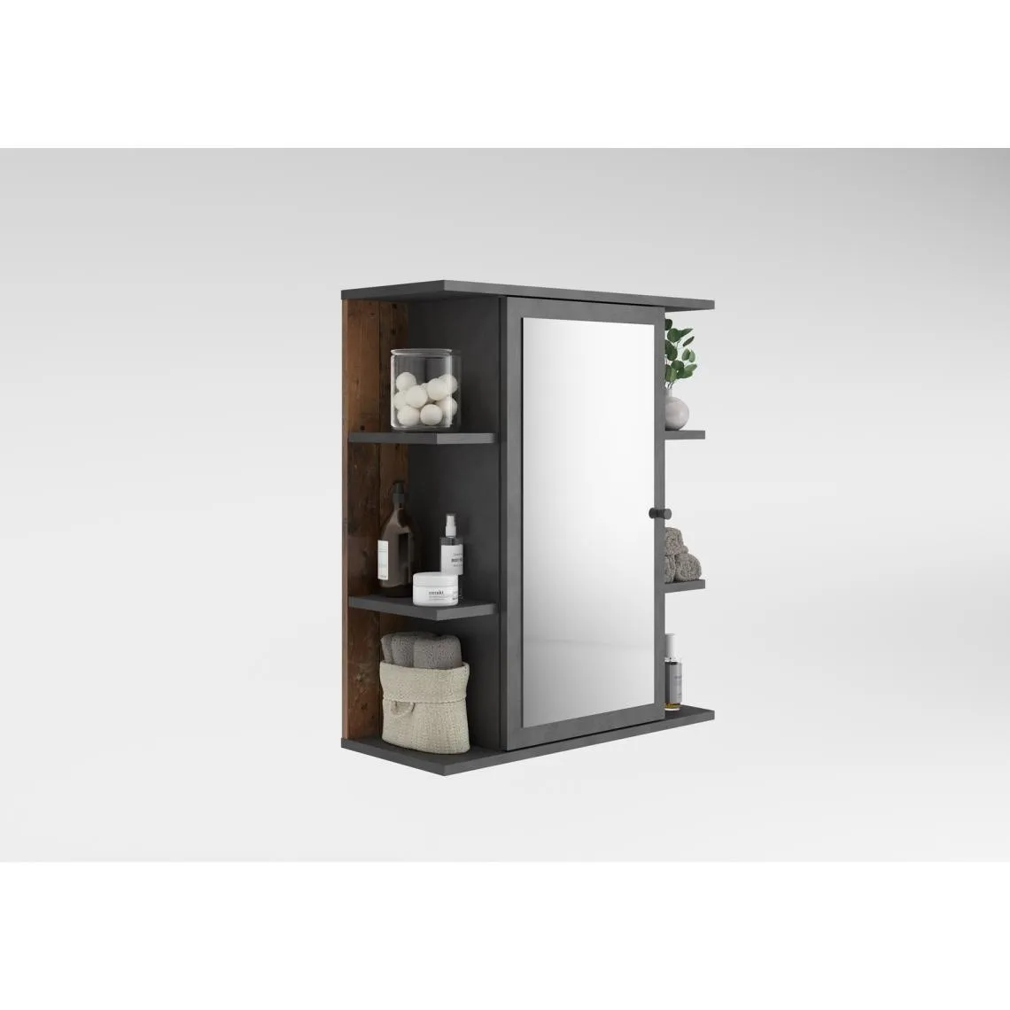 Armoire de toilette avec miroir MADOC 5 marron | 3 Suisses