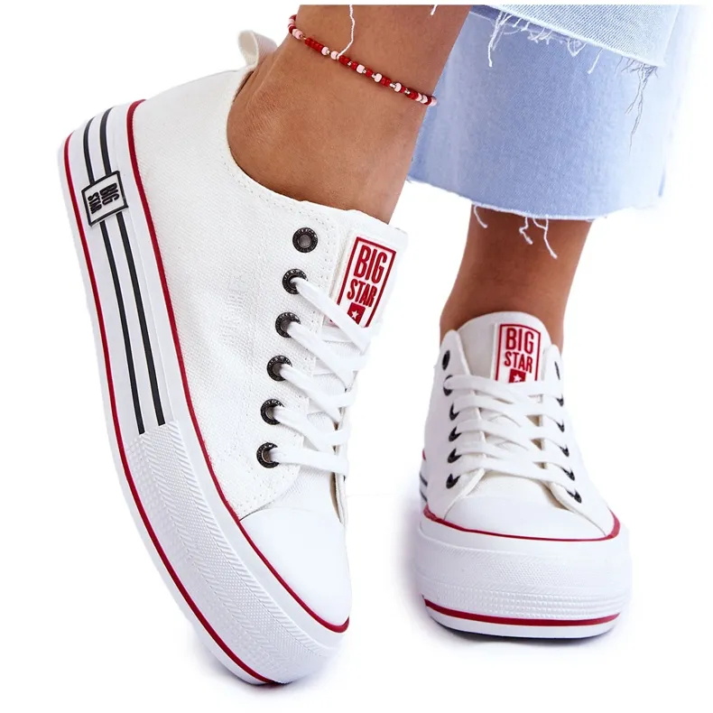 Baskets à plateforme en tissu pour femmes Big Star LL274180 Blanc blanche