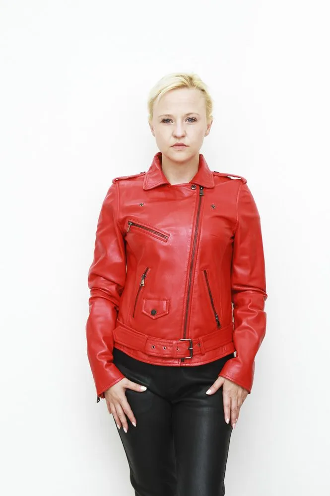 Blouson Cuir MURPHY MARIELA Rouge