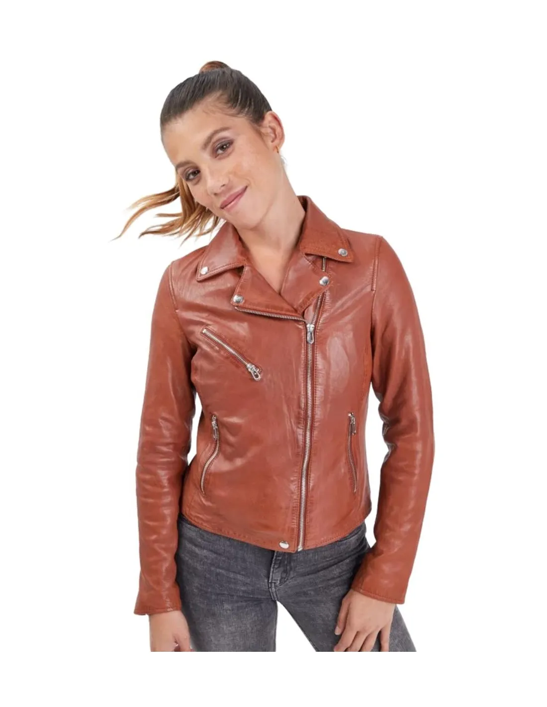 Blouson en cuir Daytona femme Ref 54124 Cognac