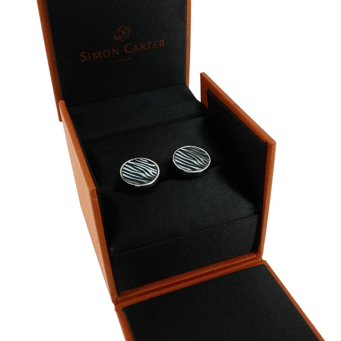 Boutons de manchette, Safari, imprimé zébre, Simon Carter