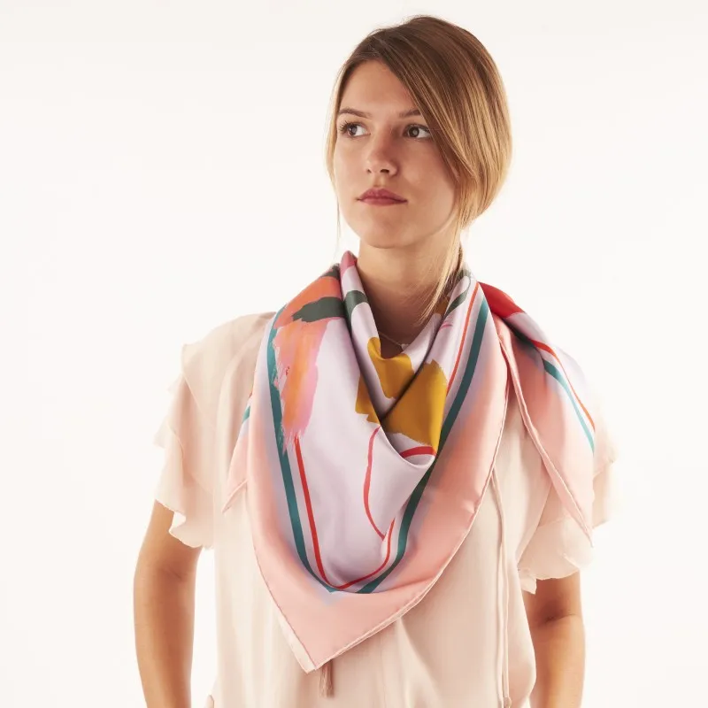Carré en twill de soie imprimé - LAURA