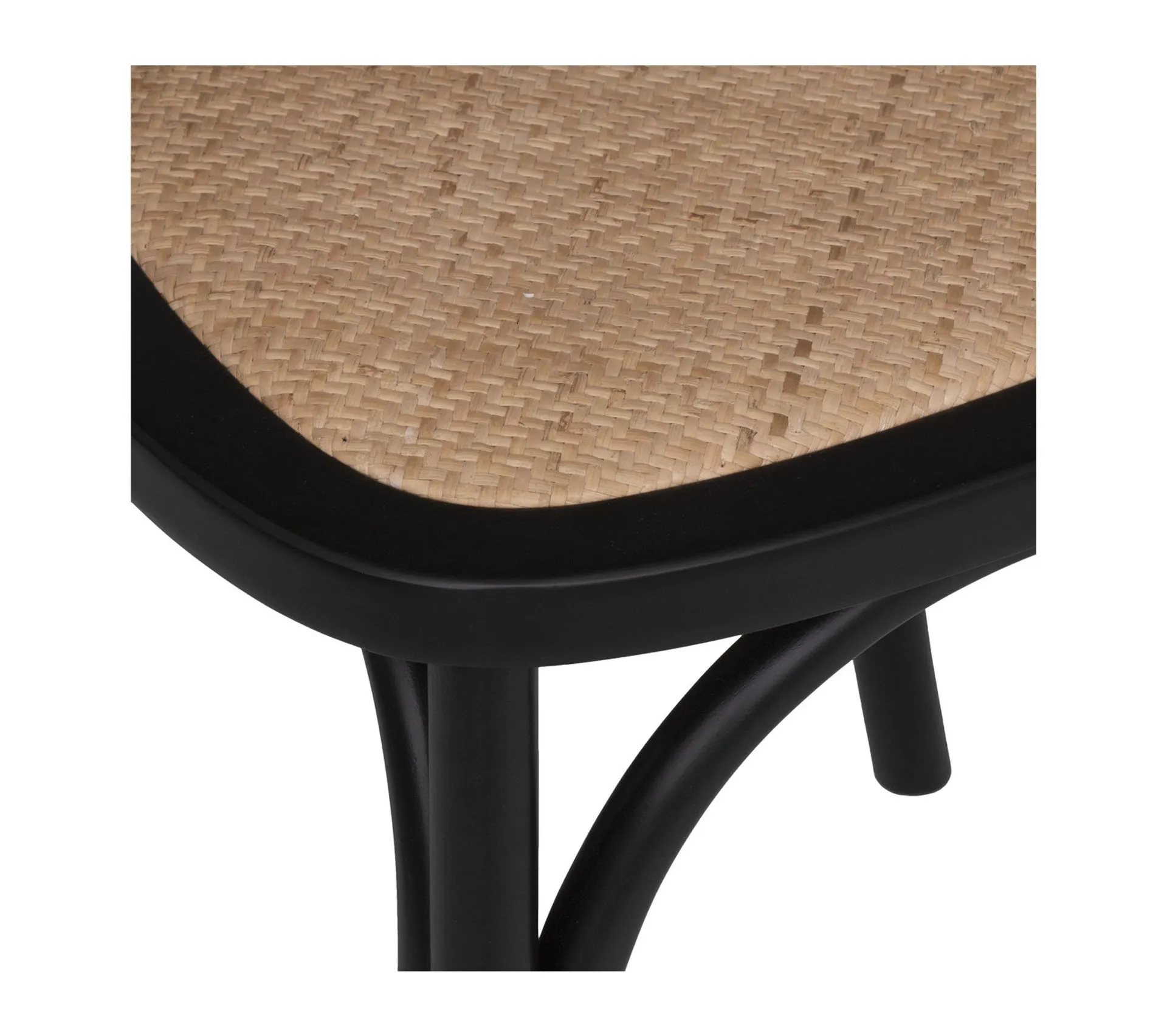 Chaise De Table Style Bistrot En Bois Noir Et Cannage