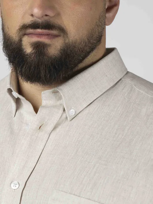 Chemise Ralph/leo Lin Beige Capel Grande Taille beige homme grande taille - Capelstore