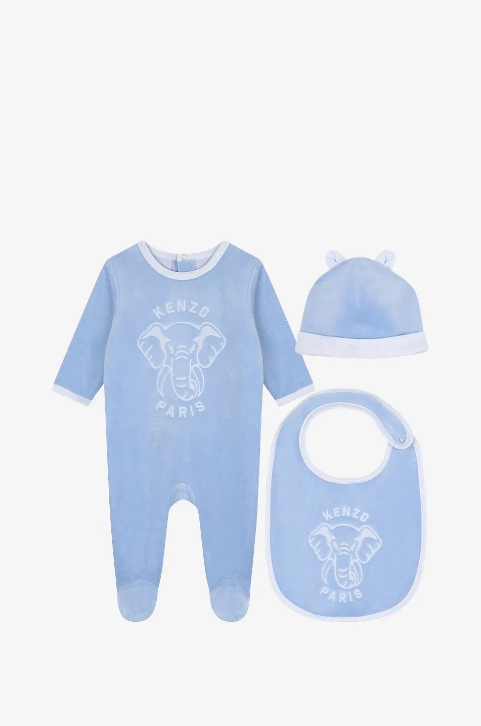 Coffret 3-pièces bébé en velours Elephant