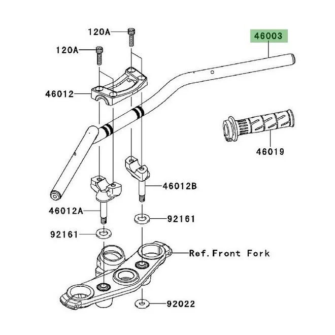 Guidon d'origine Kawasaki Er-6f (2009-2011) | Moto Shop 35