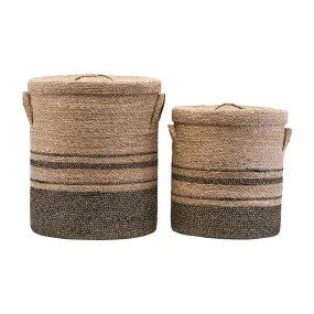 House Doctor Set de 2 Paniers avec couvercle LAUNDRY Nature