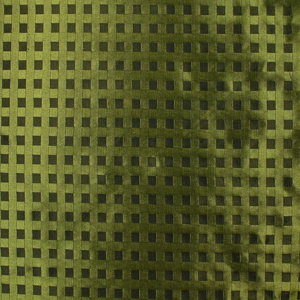 Jacquard de polyester satiné à carreaux vert