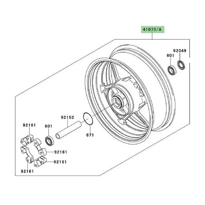 Jante arrière d'origine Kawasaki Z750R (2011-2012) | Moto Shop 35
