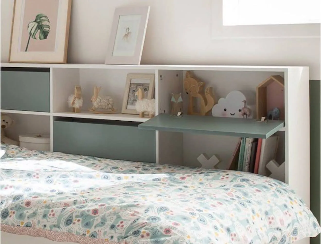Lit avec rangements Opus -Blanc & Mousse blanc - Chambrekids