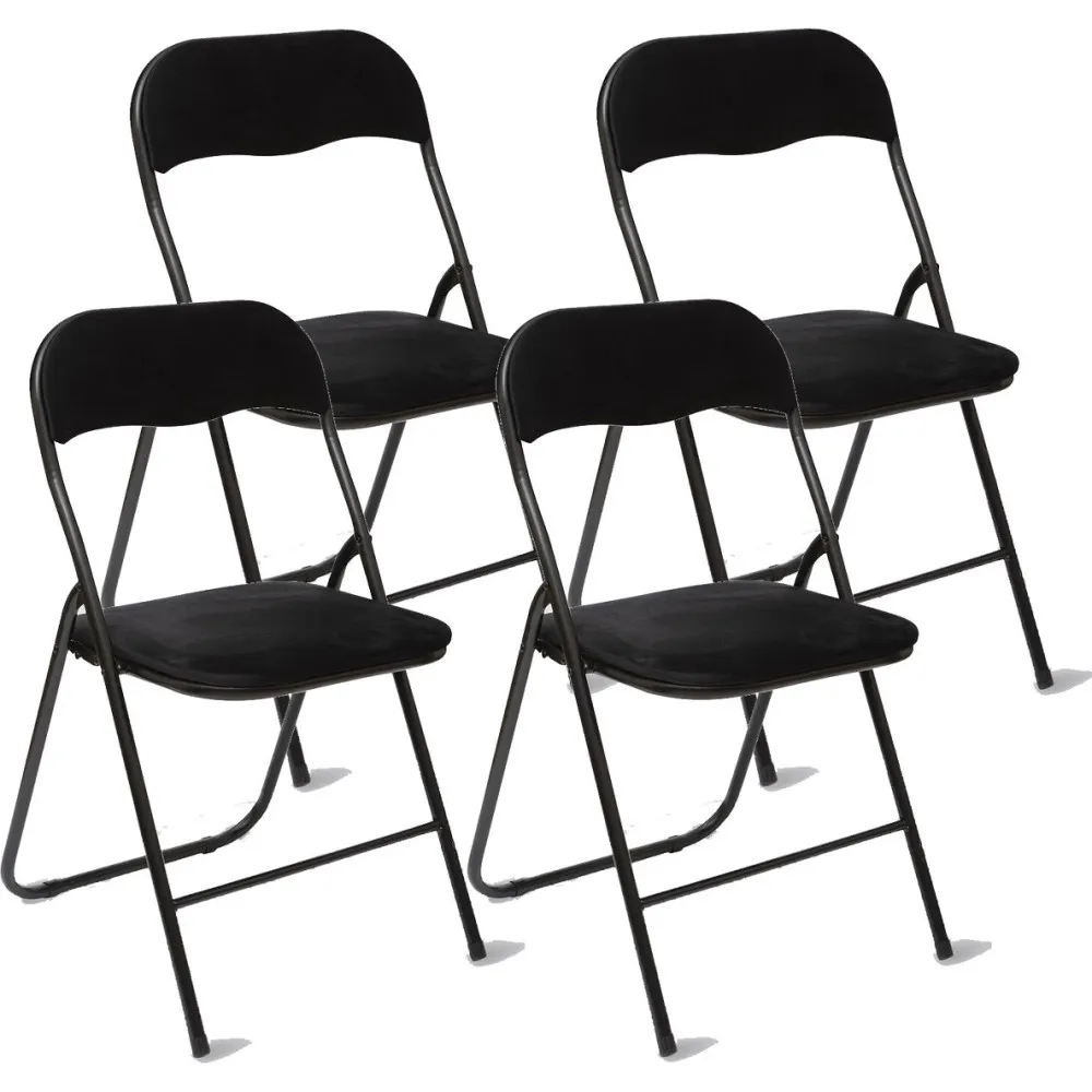 Lot de 4 chaises pliante en velours "Easy" Atmosphera Couleur Bleu