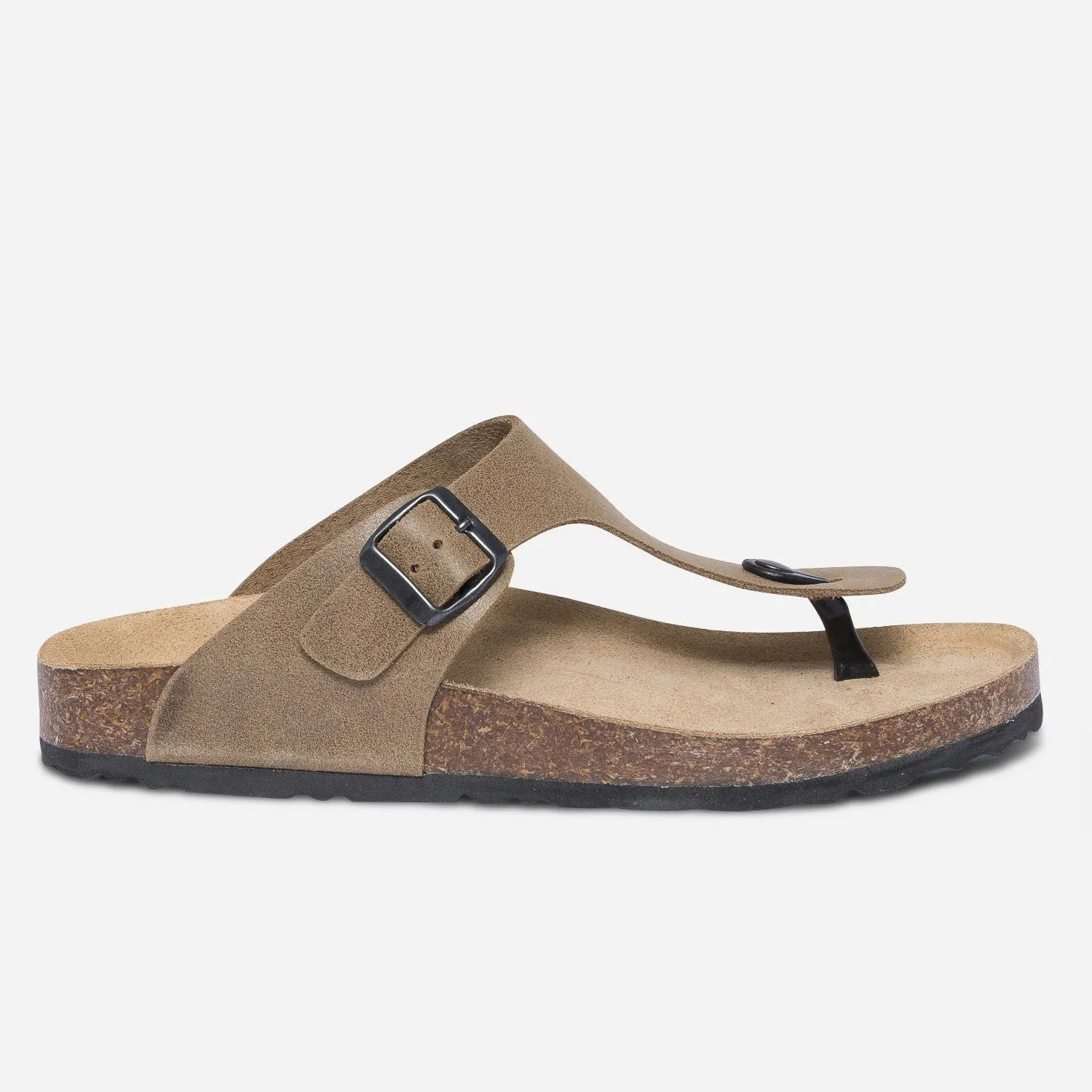 Mule-tong anatomique taupe en cuir - Nu-pieds / Sandales Homme | ERAM