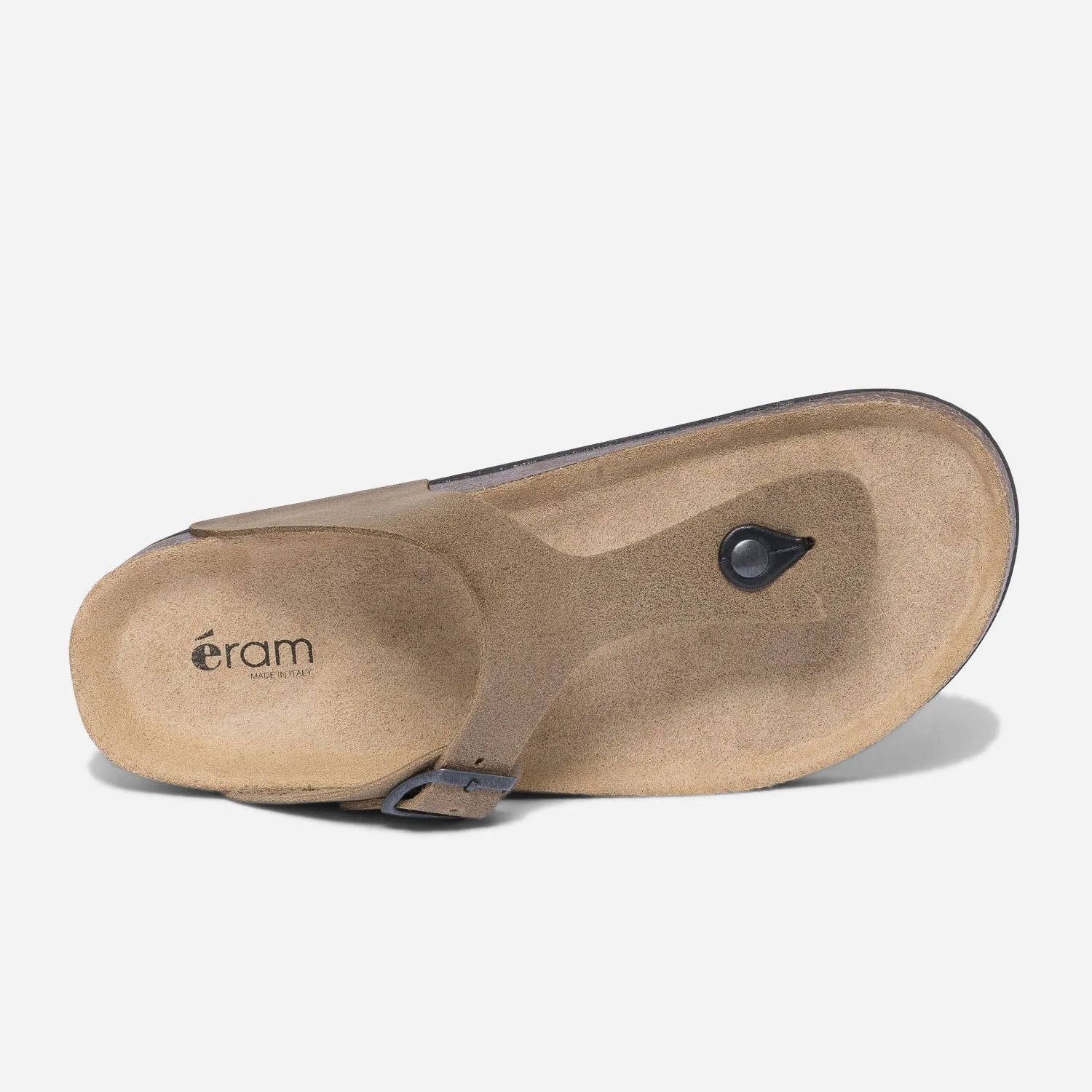Mule-tong anatomique taupe en cuir - Nu-pieds / Sandales Homme | ERAM