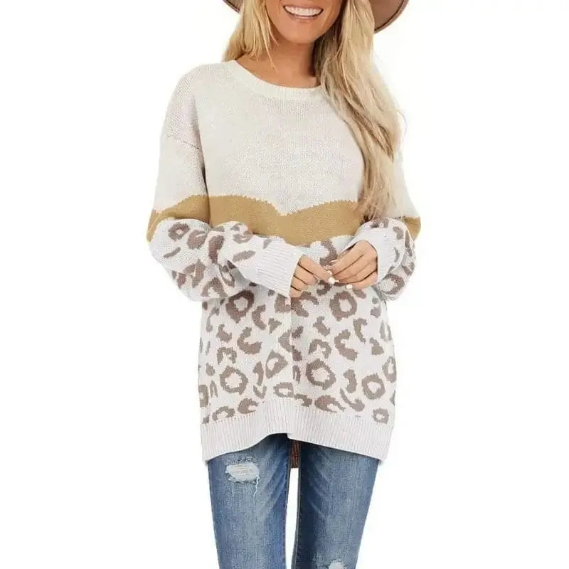 Pull Léopard Long Beige