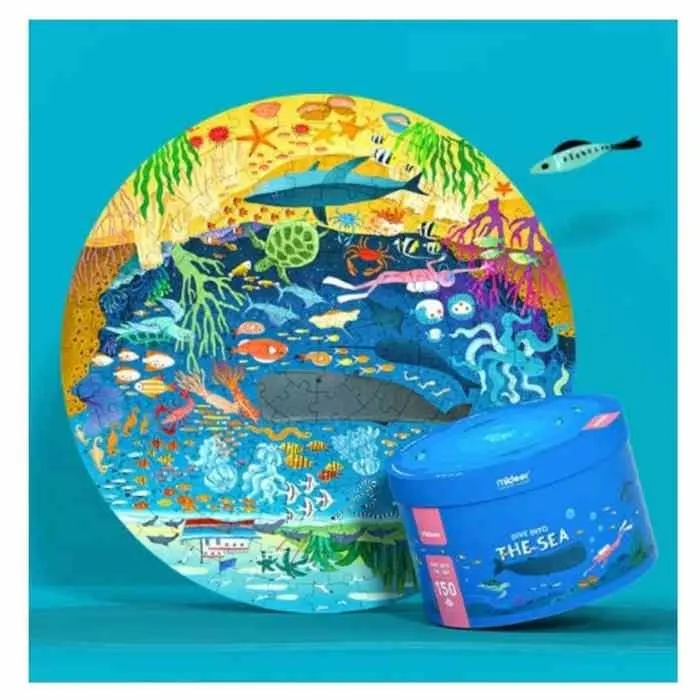 Puzzle Rond La Mer de 150 Pièces avec boîte de rangement
