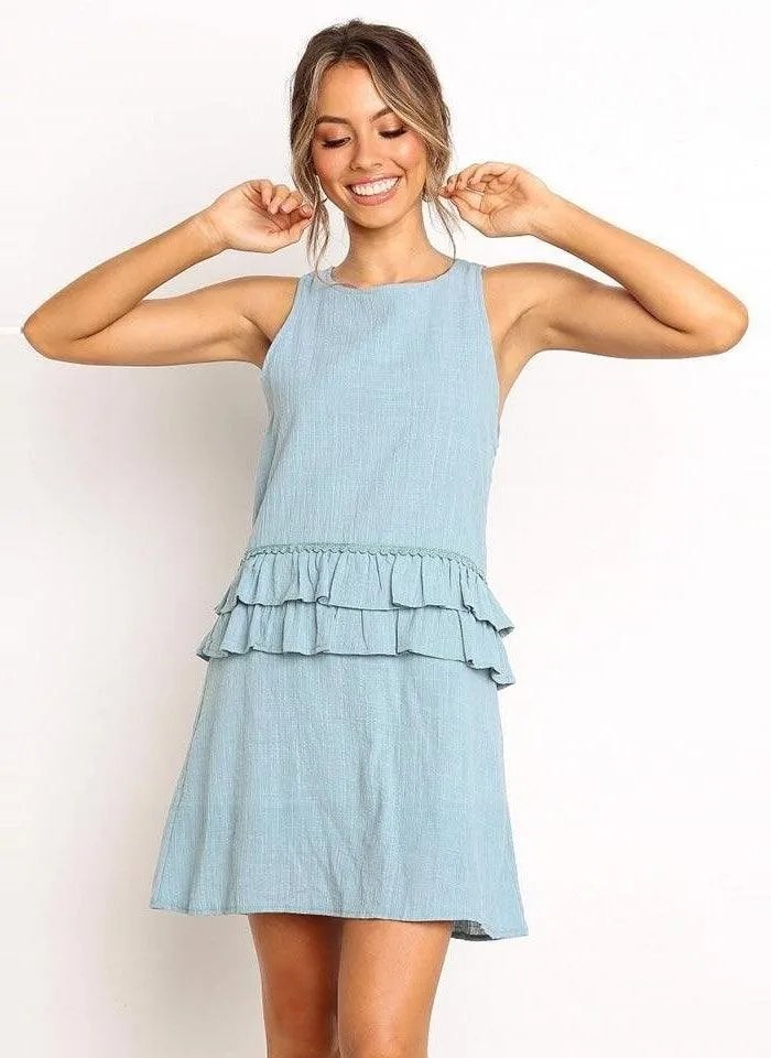 Robe courte bleu hippie