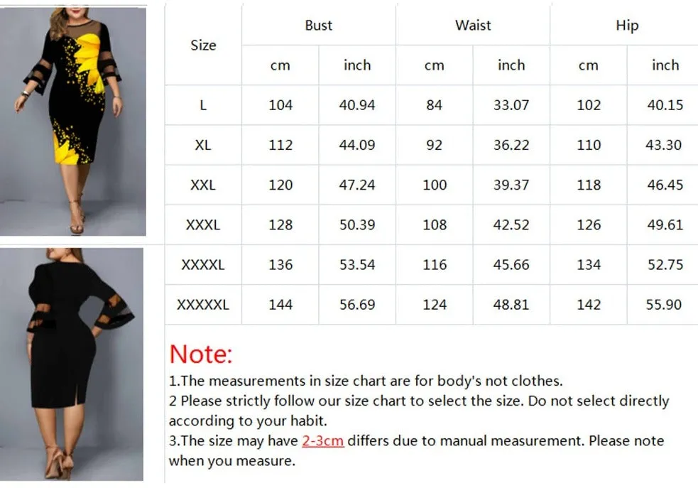 Robe décontractée imprimé tournesol grande taille