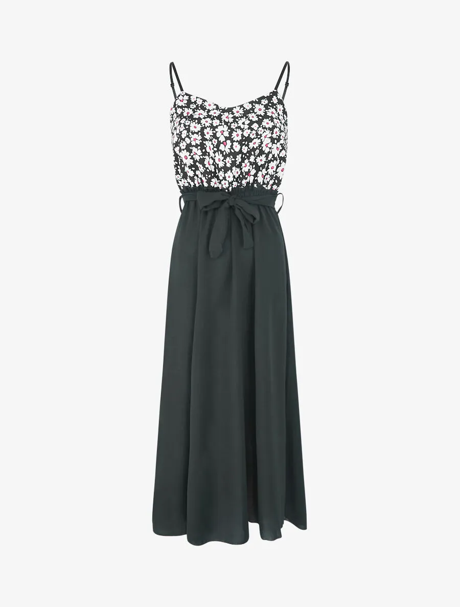 Robe empire imprimé petites fleurs - Noir