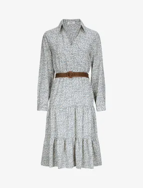 Robe longue à imprimé fleurs - Bleu ciel