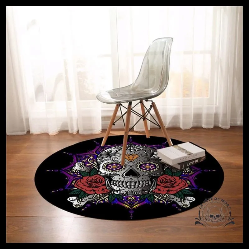 Tapis Tête de Mort Rond Calavera