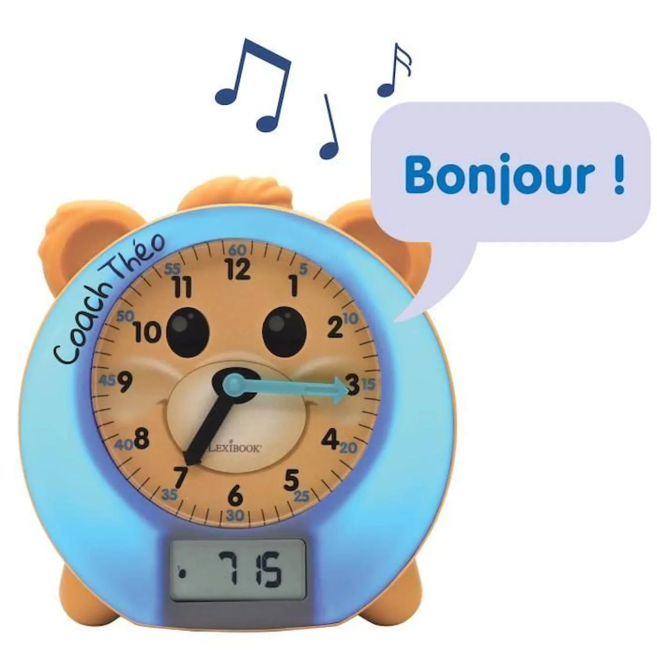 THEO mon Réveil Éducatif Coach de Sommeil avec Conteur d'Histoires et Lumières (version FR) marron - Lexibook