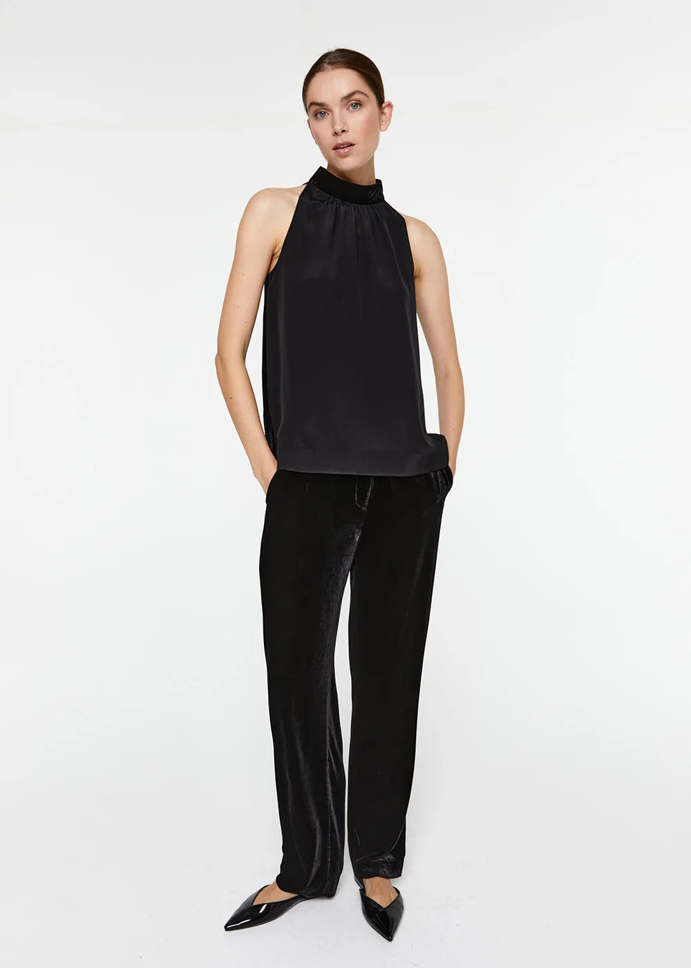 Top bi-matière noir