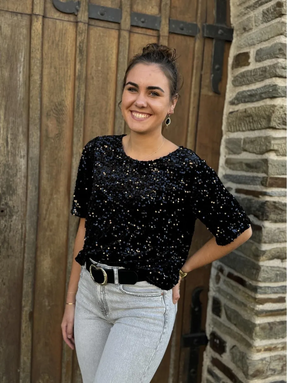TOP KAM SEQUINS NOIR
