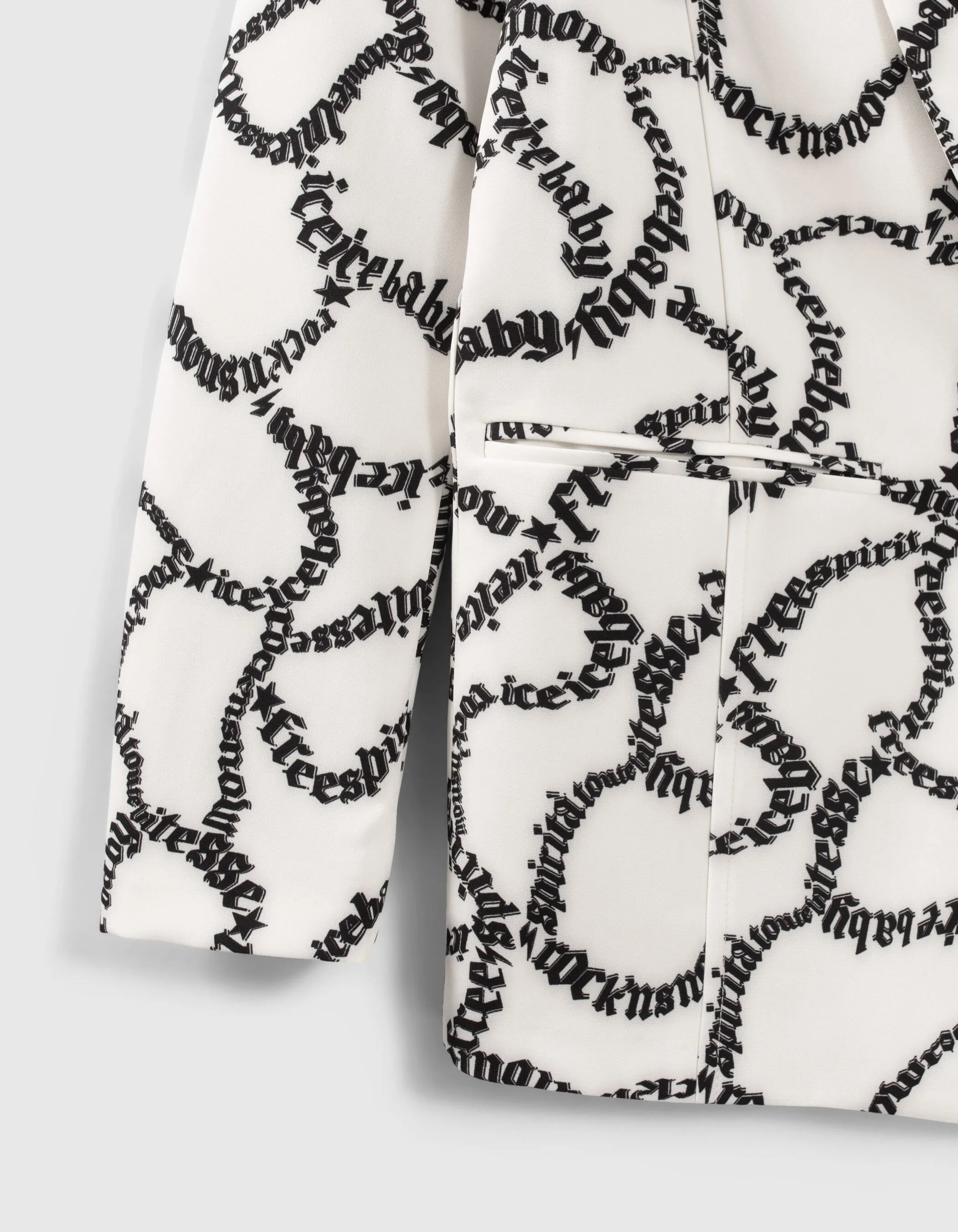 Veste de costume blanc cassé imprimé typo Femme