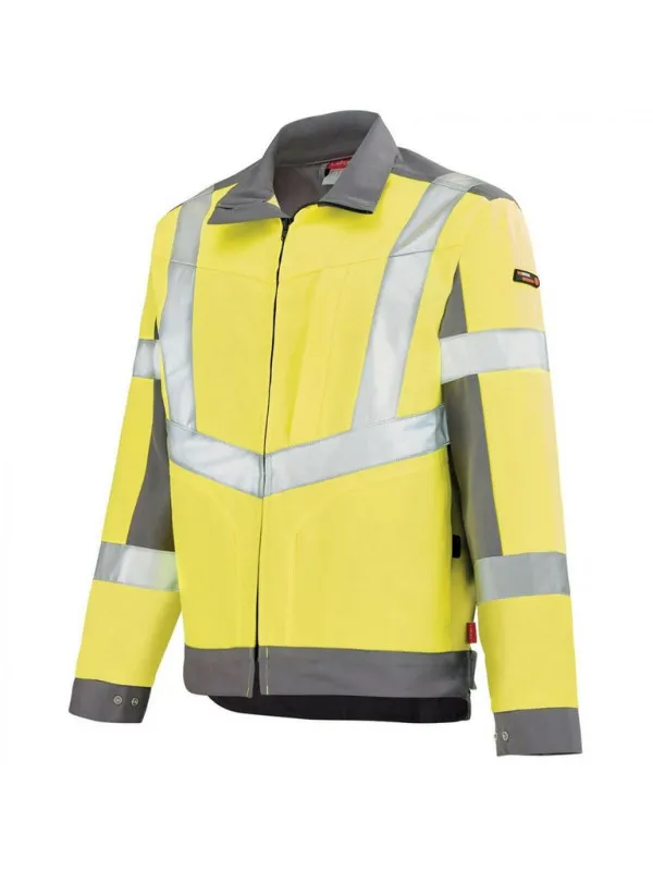 Veste de sécurité Haute visibilité jaune fluo et gris acier