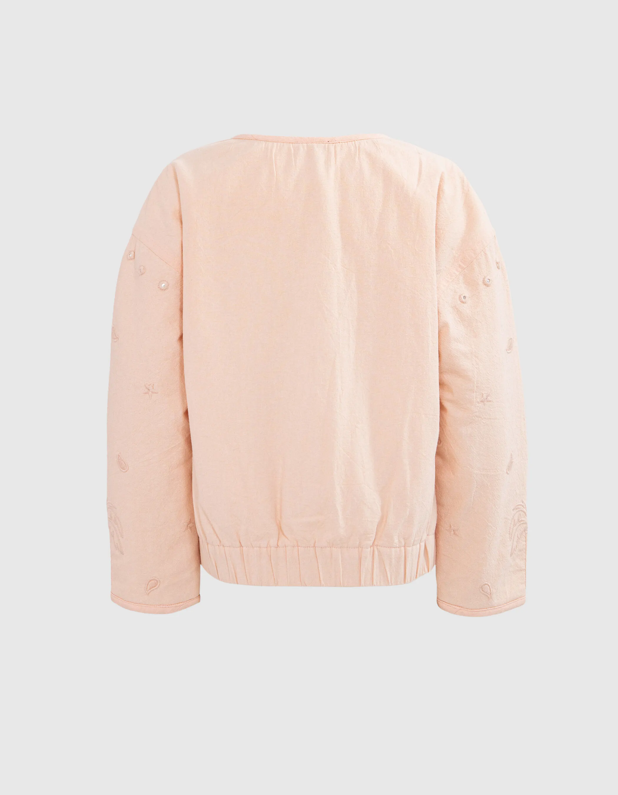Veste rose poudré broderies bohèmes fille