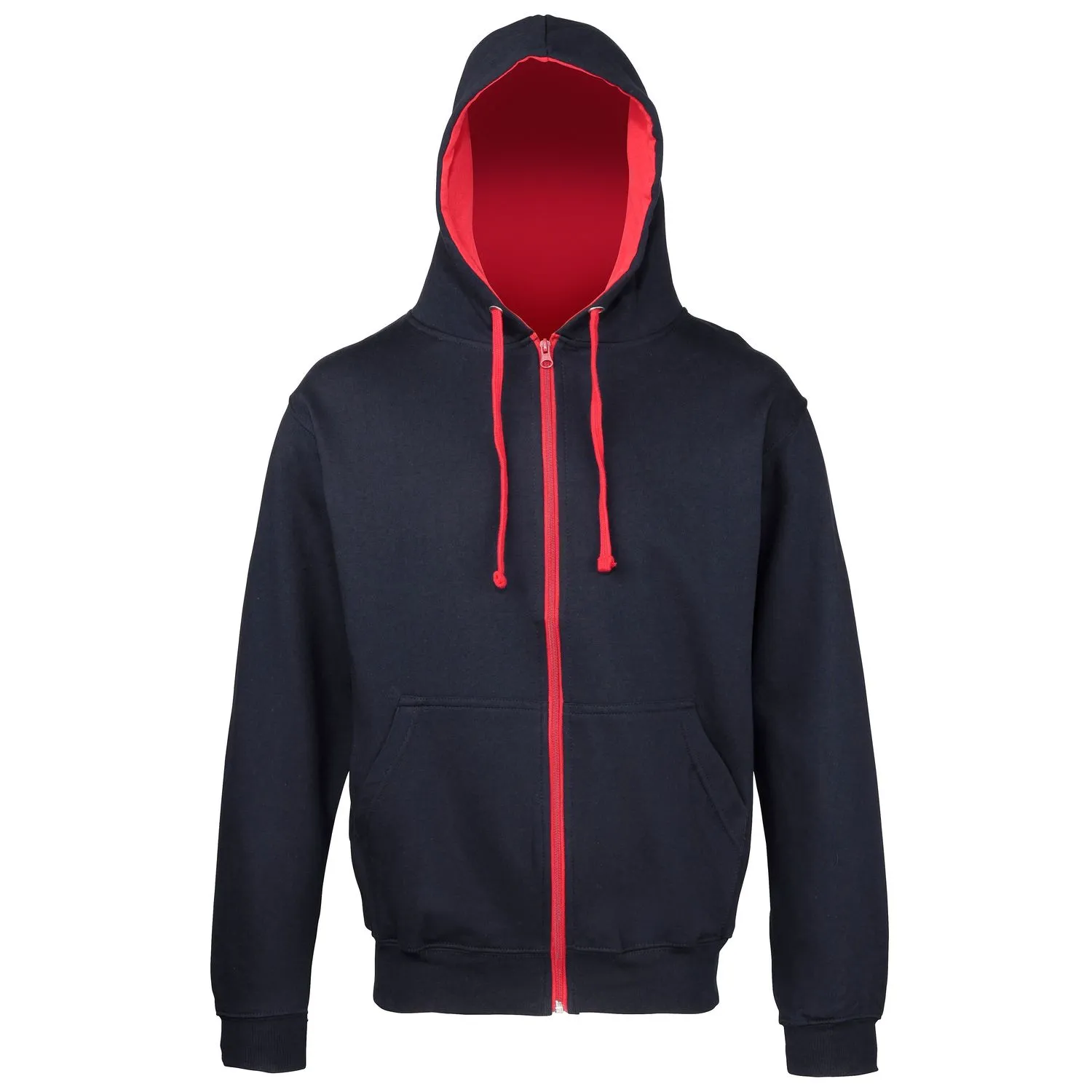 Veste zippée à capuche unisexe - JH053 - bleu marine et rouge 